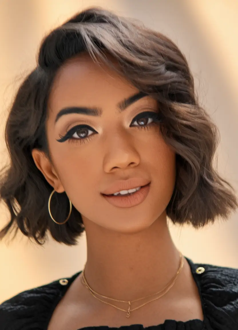 fall hairstyle short hair Textured Waves with Soft Volume