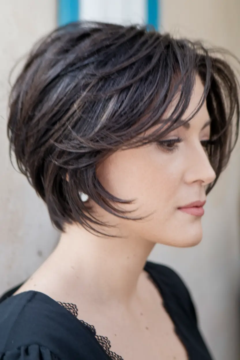 hairstyle for fall short hair Stacked and Layered Short Volume
