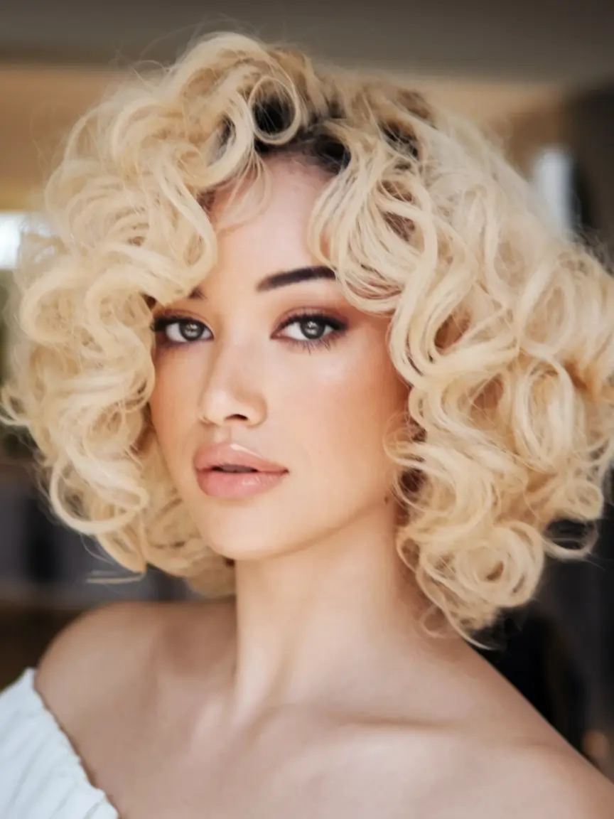 Must-Try Fall Blonde Hair Colors for 2025 – Voluminous Blonde Curls with a Retro Twist