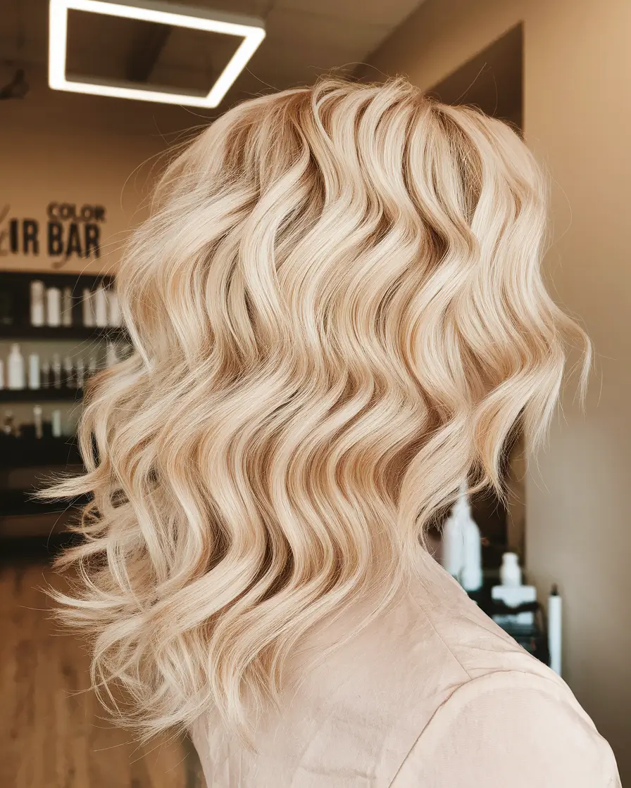 Must-Try Fall Blonde Hair Colors for 2025 – Peachy Champagne Wave Lob