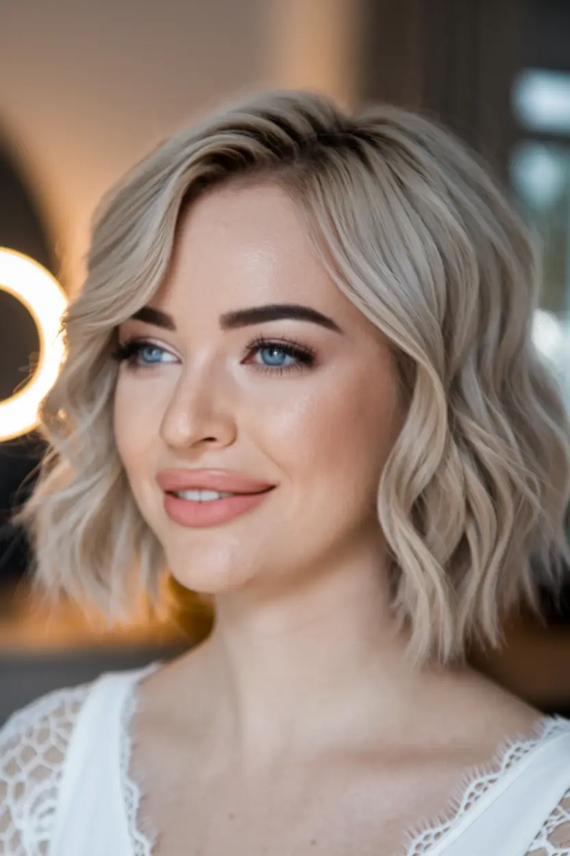 Must-Try Fall Blonde Hair Colors for 2025 – Icy Oat-Milk Bob for Blue-Eyed Babes