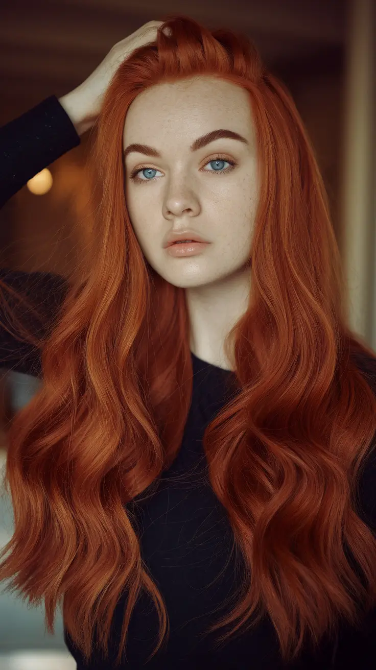 fall red hair color Classic Long Copper Layers with Soft Volume