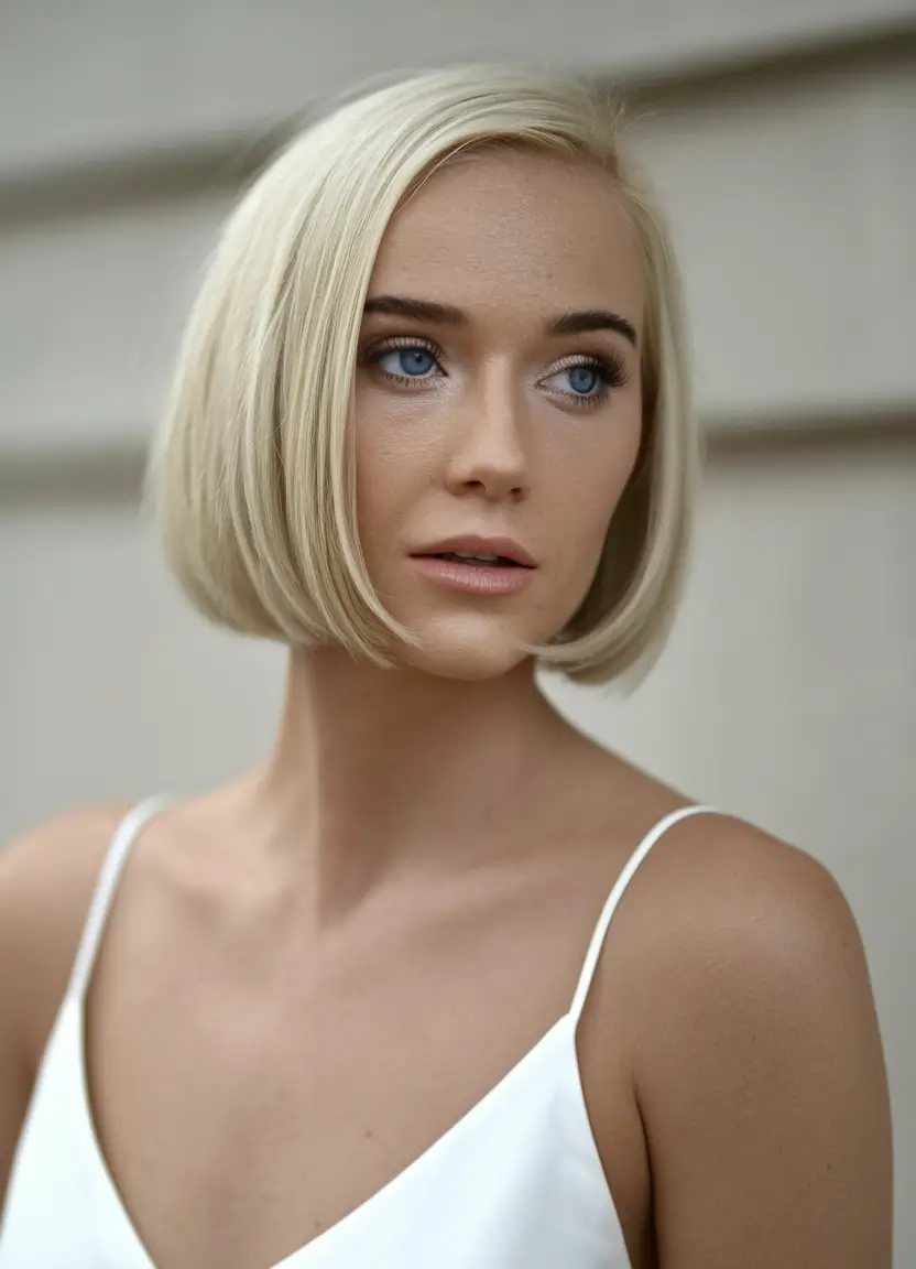 short fall bob haircuts Classic Bob with Bright Blonde Finish