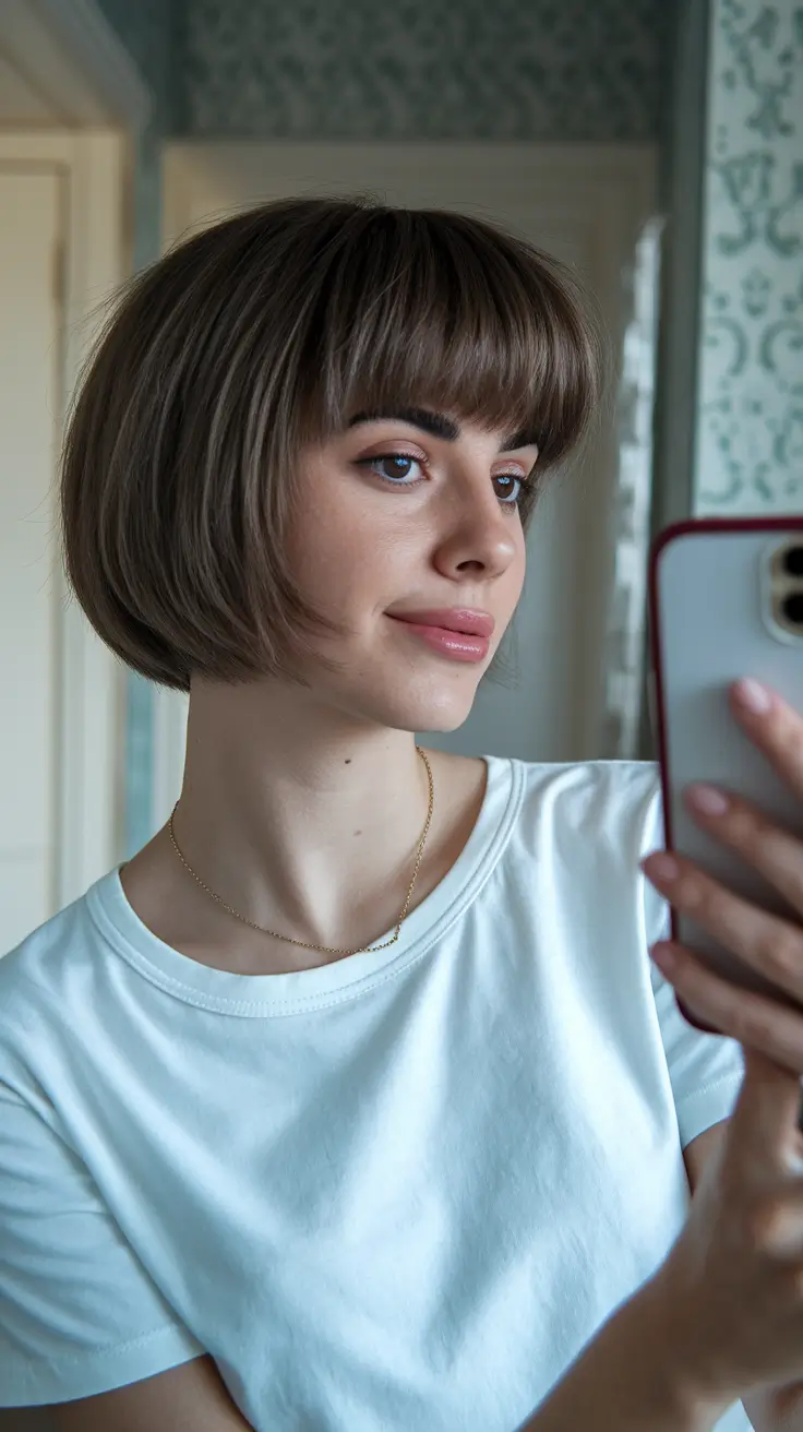 fall short haircuts Rounded Bob with Full Fringe