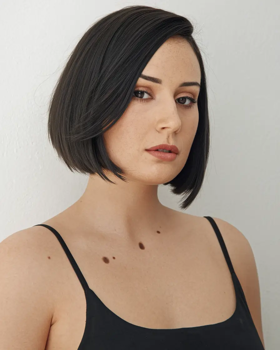 fall short haircuts Structured Jet-Black A-Line Bob