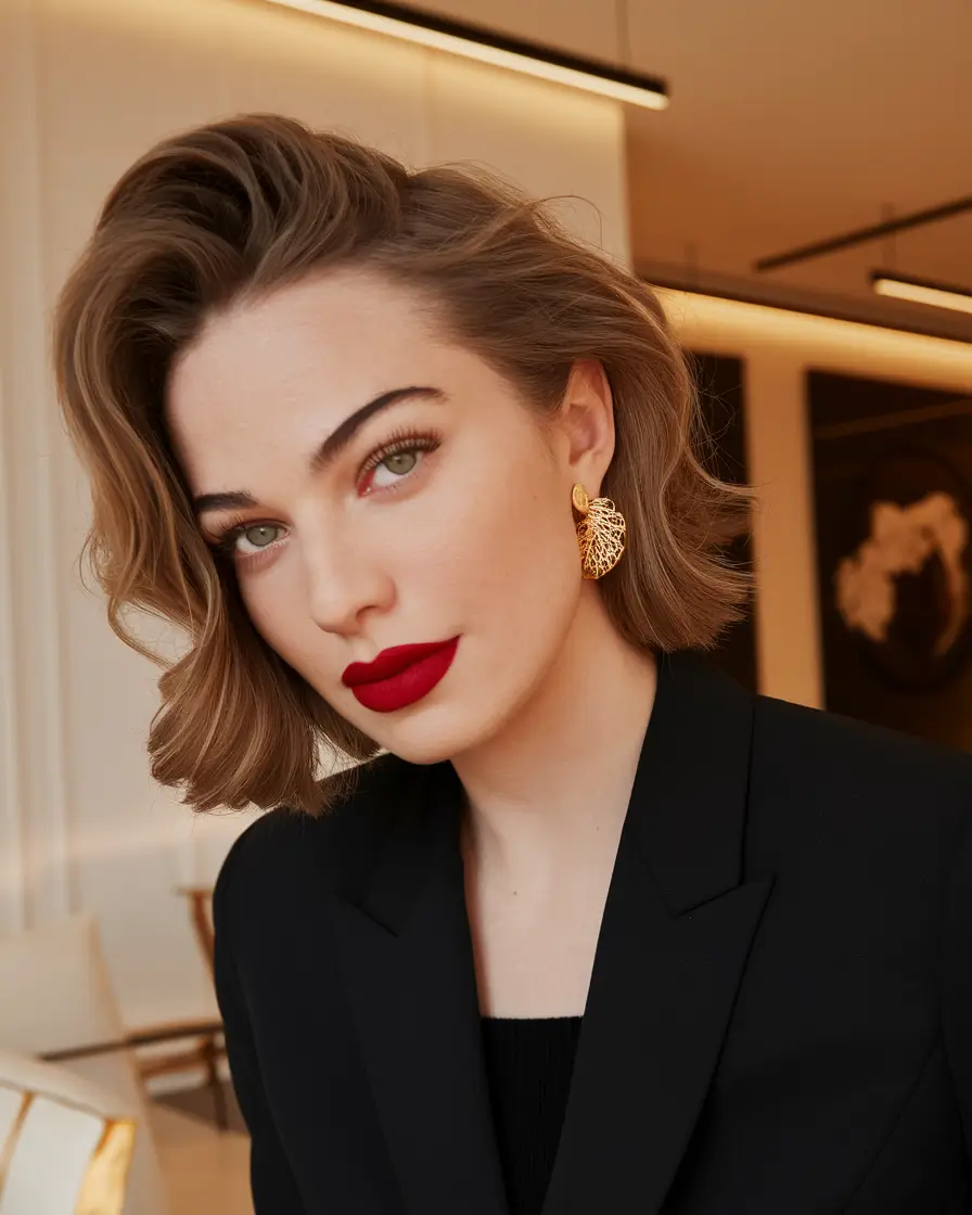 fall short haircuts Vintage-Inspired Wavy Lob