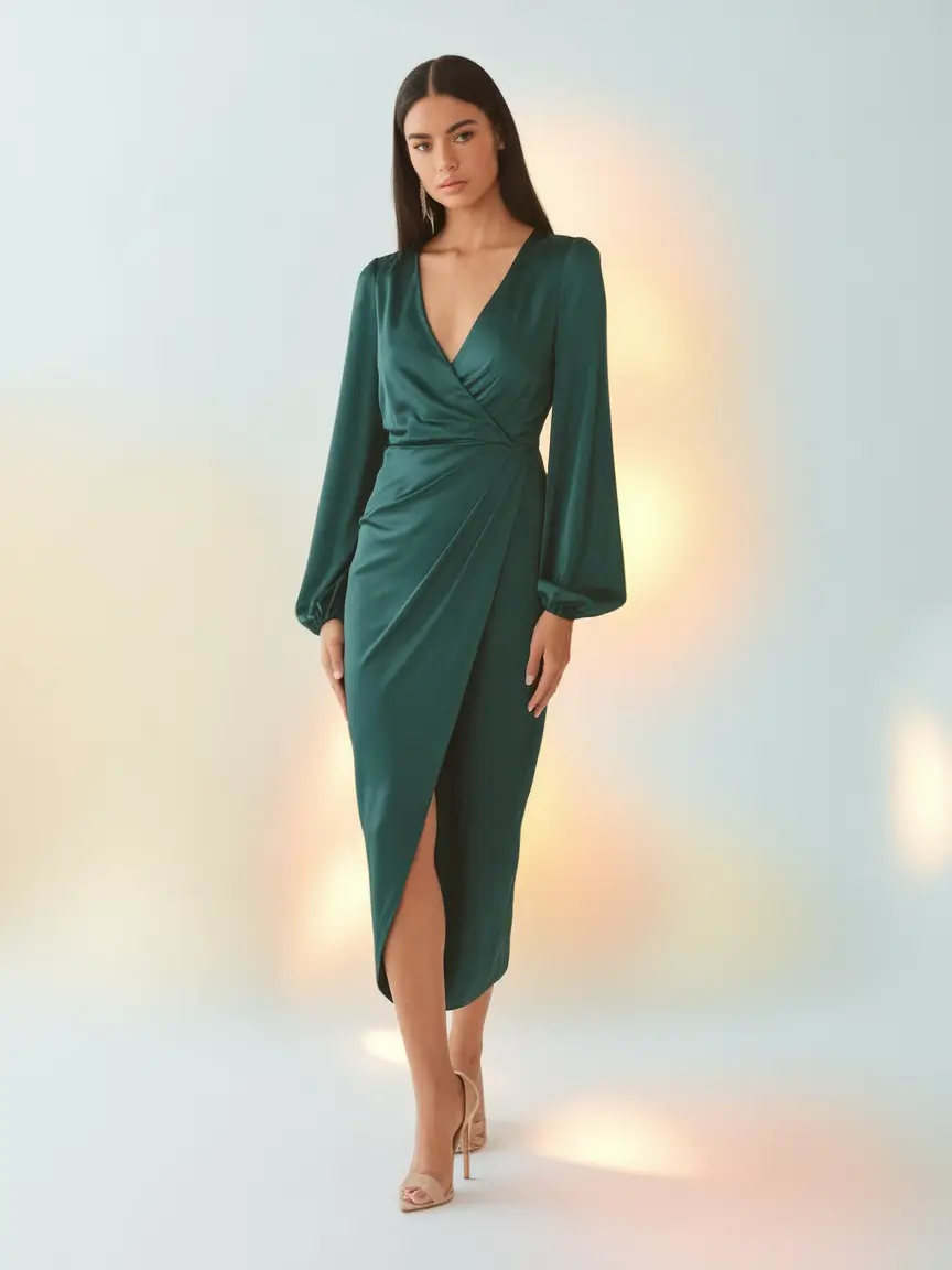 october wedding guest outfits ideas 2025 Emerald Elegance for Early Fall Evenings