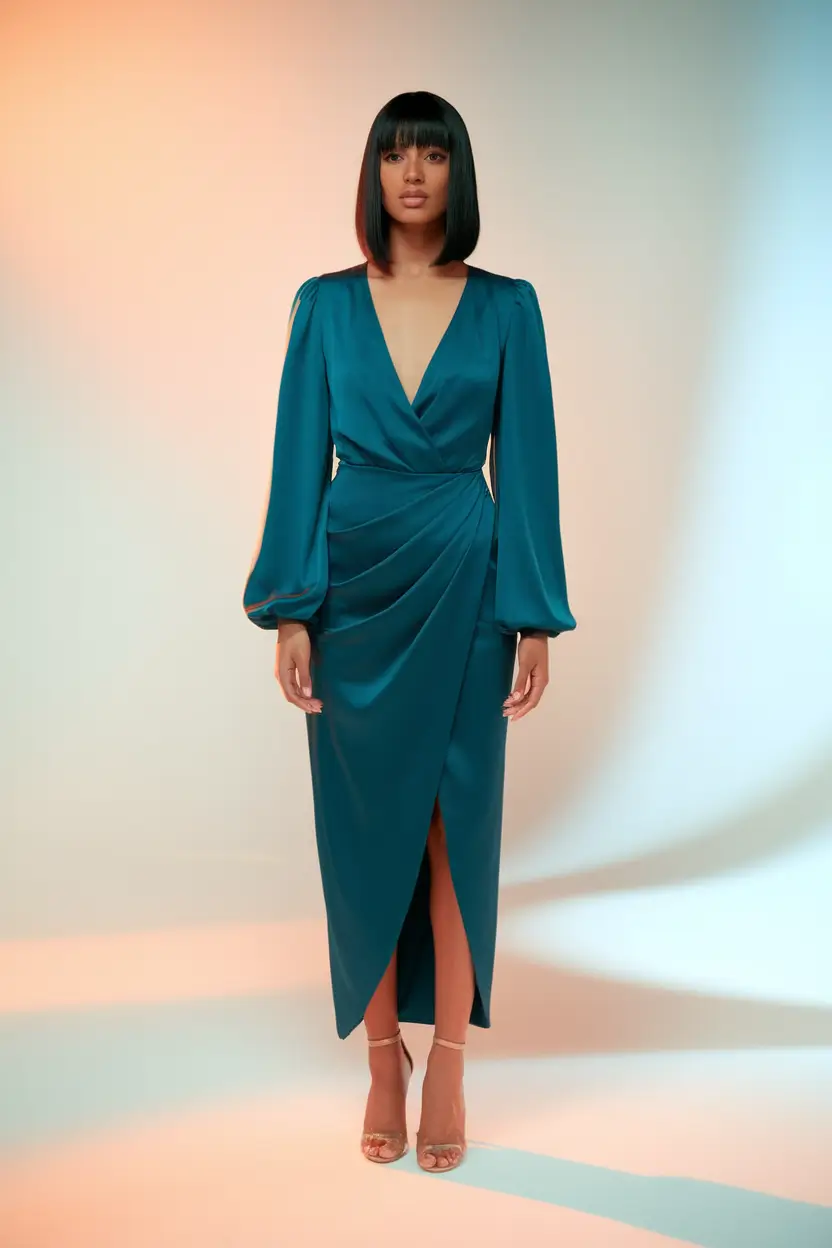 october wedding guest outfits ideas 2025 Teal Tones with a Polished Finish