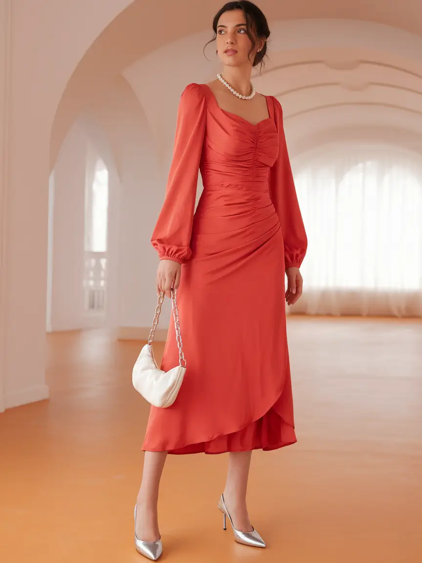 october wedding guest outfits ideas 2025 Coral Romance for Midday Ceremonies