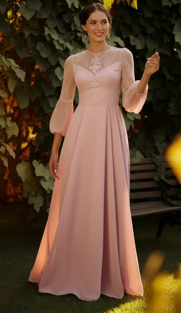 october wedding guest outfits Soft Blush with Antique Lace