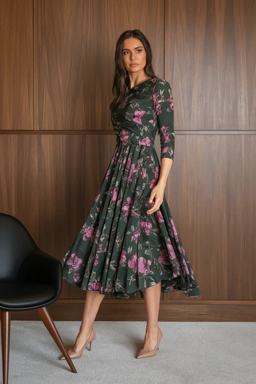 fall work outfits for women dresses Floral Elegance for Formal Days