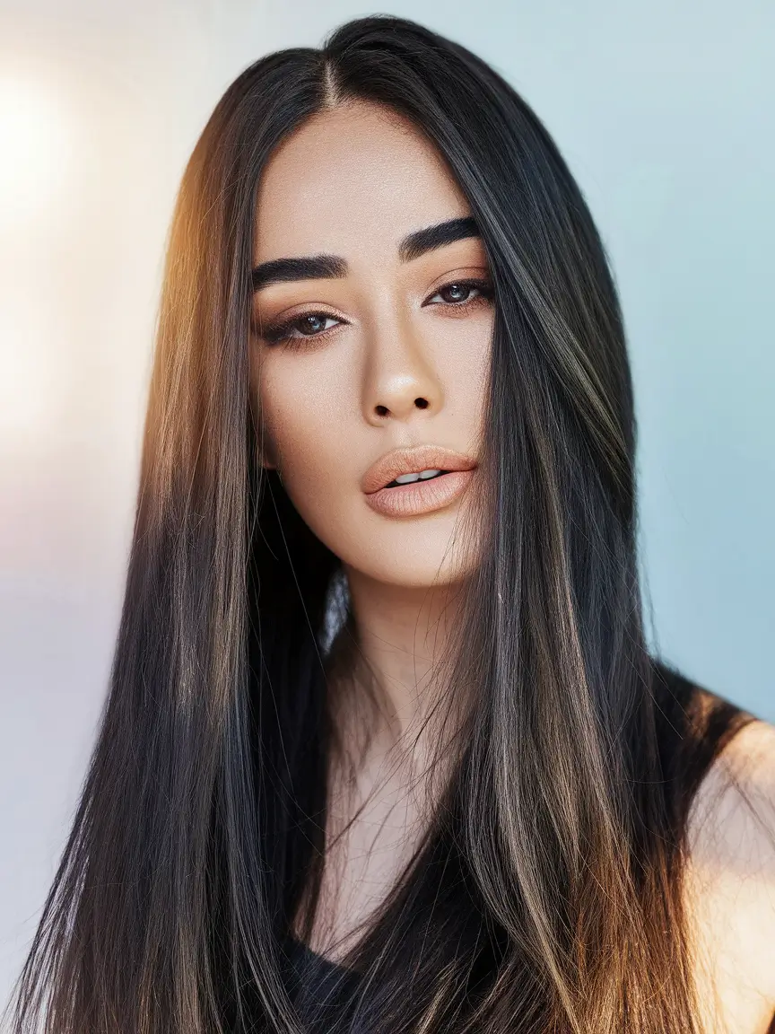 hair color ideas for black hair with highlights medium lengths brown Subtle Face-Framing Balayage for Sleek Lengths