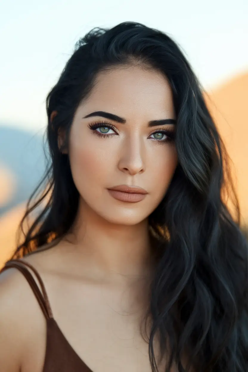 hair color ideas for black hair curly Soft Black Waves with Smoky Undertones