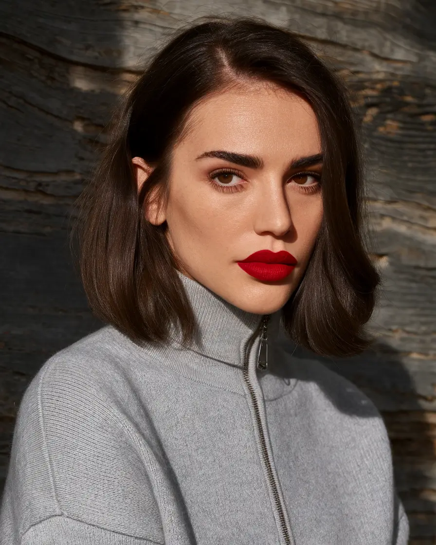 hair color ideas for black women Muted Espresso Bob for a Refined Autumn Mood