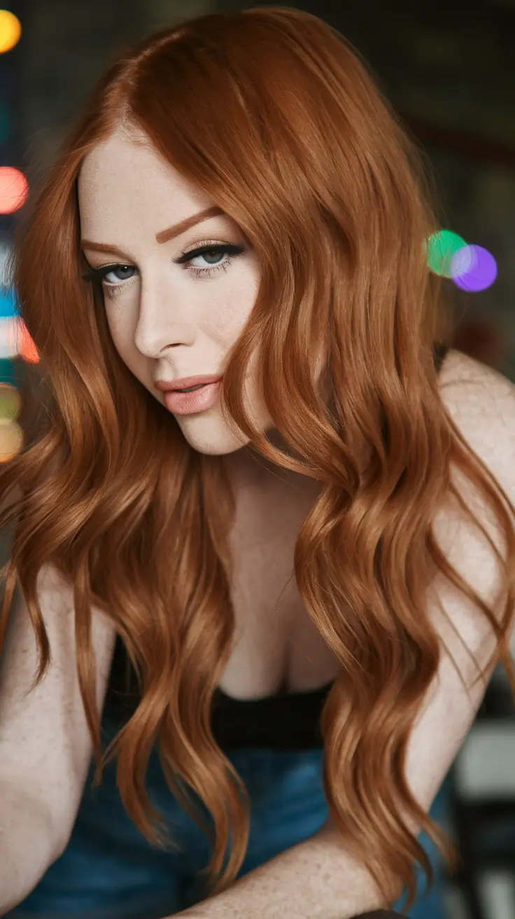 warm fall hair color with highlights Loose Ginger Waves With Sultry Undercurrents