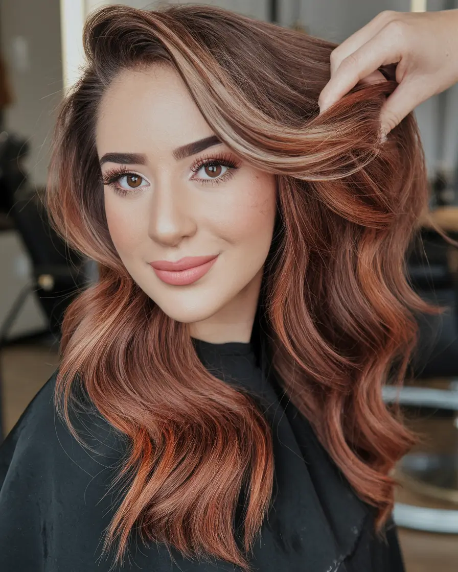 warm fall hair color caramel highlights Caramel Swirl With a Side of Glam