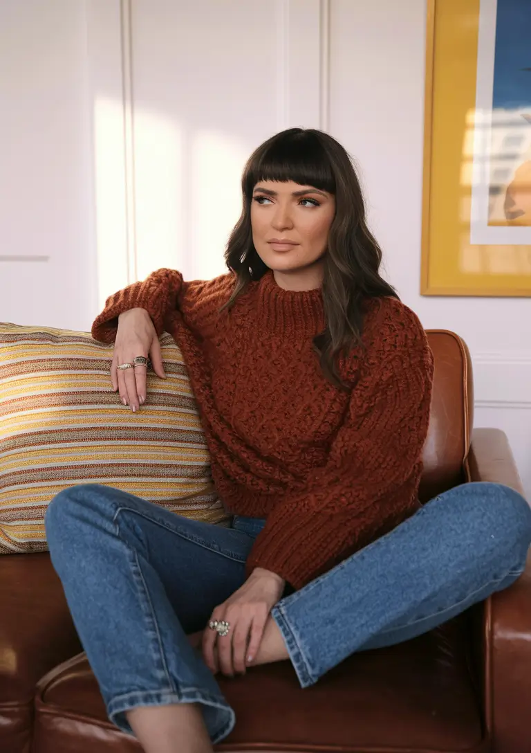 warm fall outfits comfy Cable Knit Comfort for the Cozy Indoors