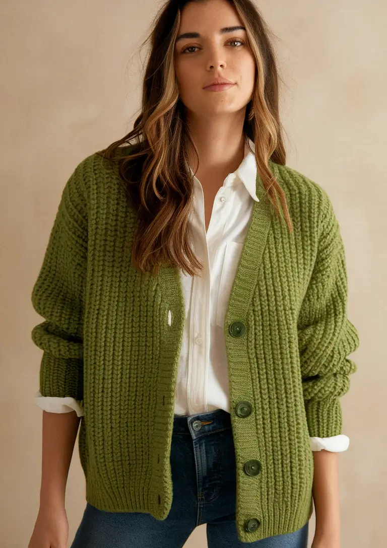 warm fall outfits weather casual Olive Green and White for Understated Balance