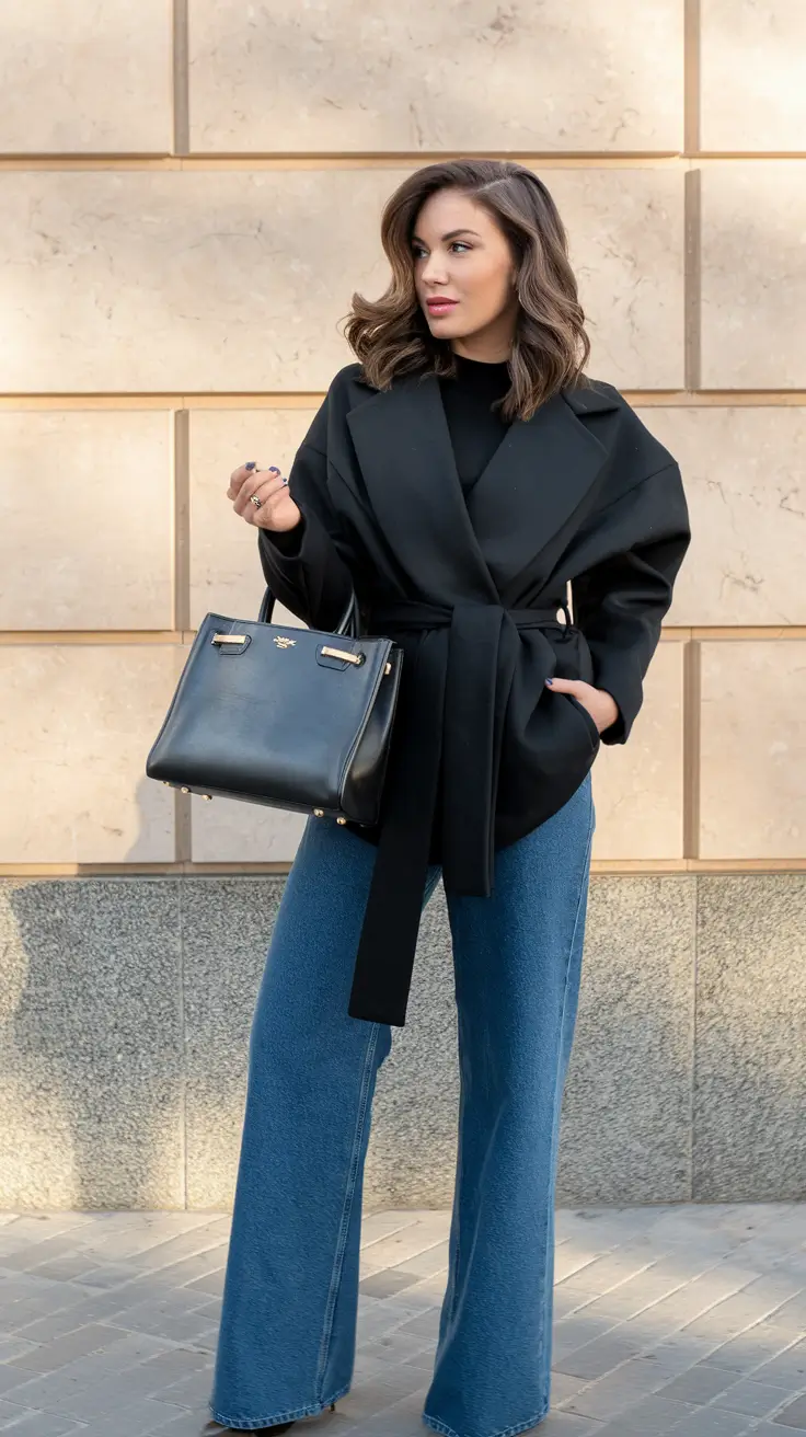 warm fall outfits black women Modern Monochrome in Black and Denim