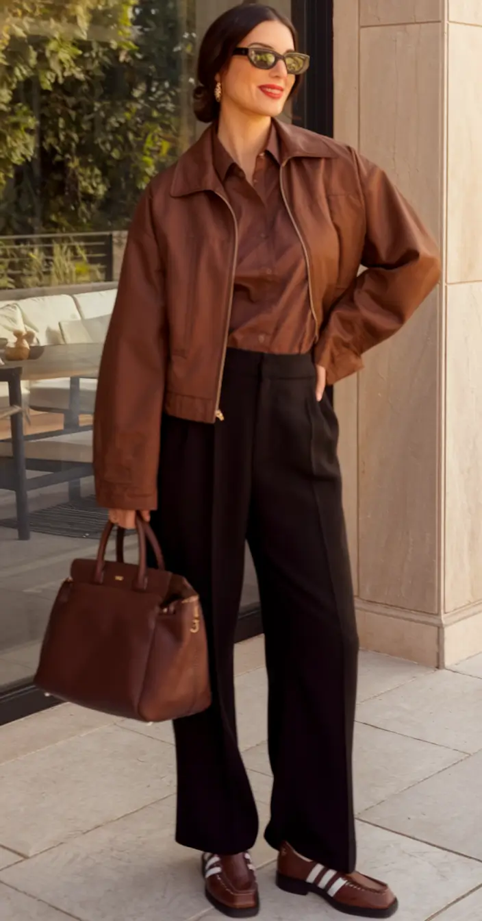 warm fall outfits aesthetic Vintage Sport Vibe in Chocolate Layers