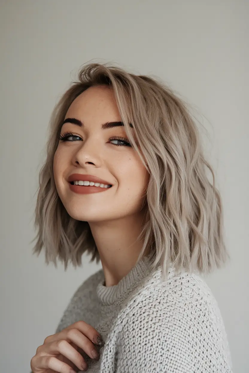 fall bob hairstyles blonde Ash Blonde Wavy Bob