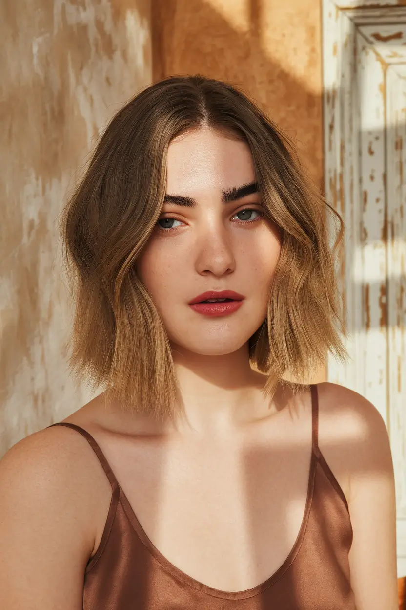 fall bob hairstyles cut and color short Natural Brunette Bob with Soft Texture