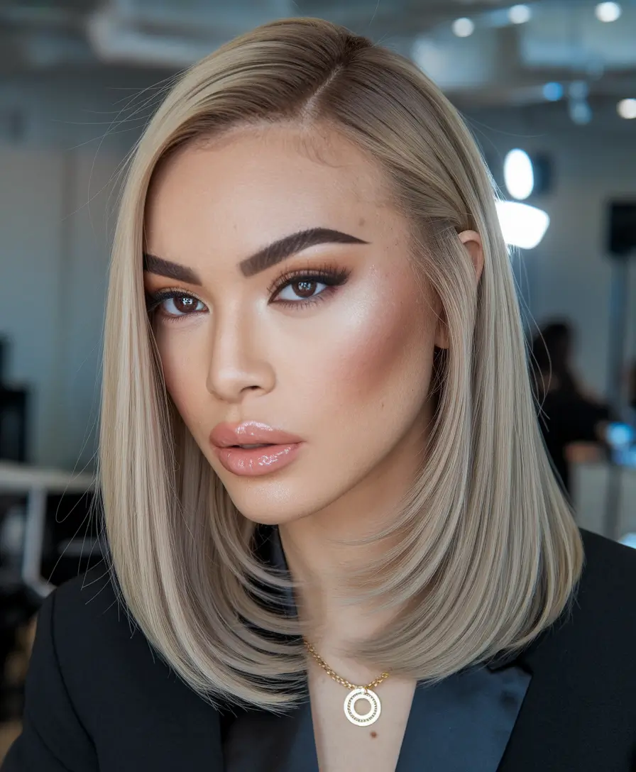 fall bob hairstyles Sleek Platinum Precision Bob
