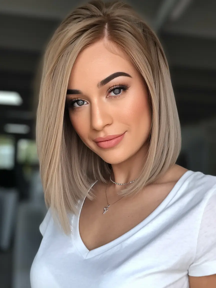 fall bob hairstyles Honey Beige Bob with Side Sweep