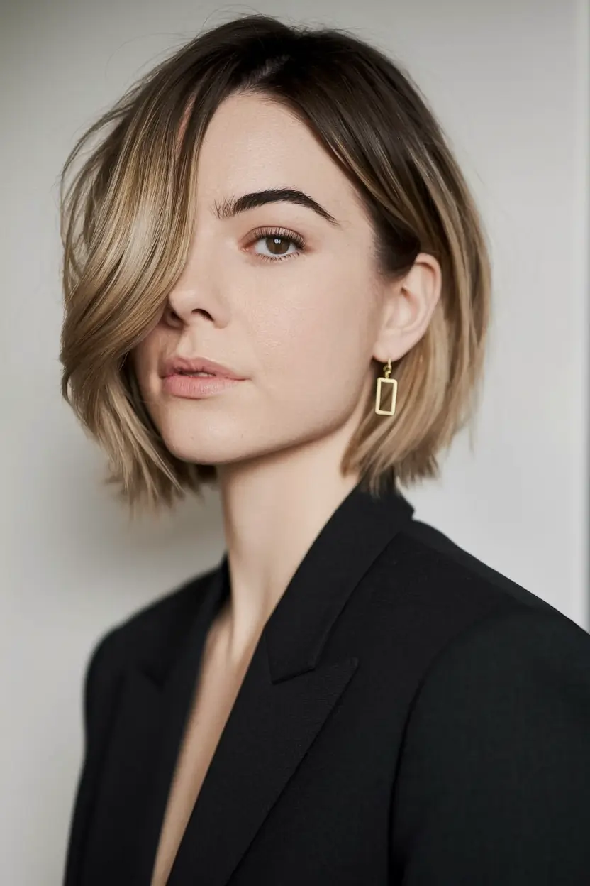 fall bob hairstyles Softly Layered Brunette Bob