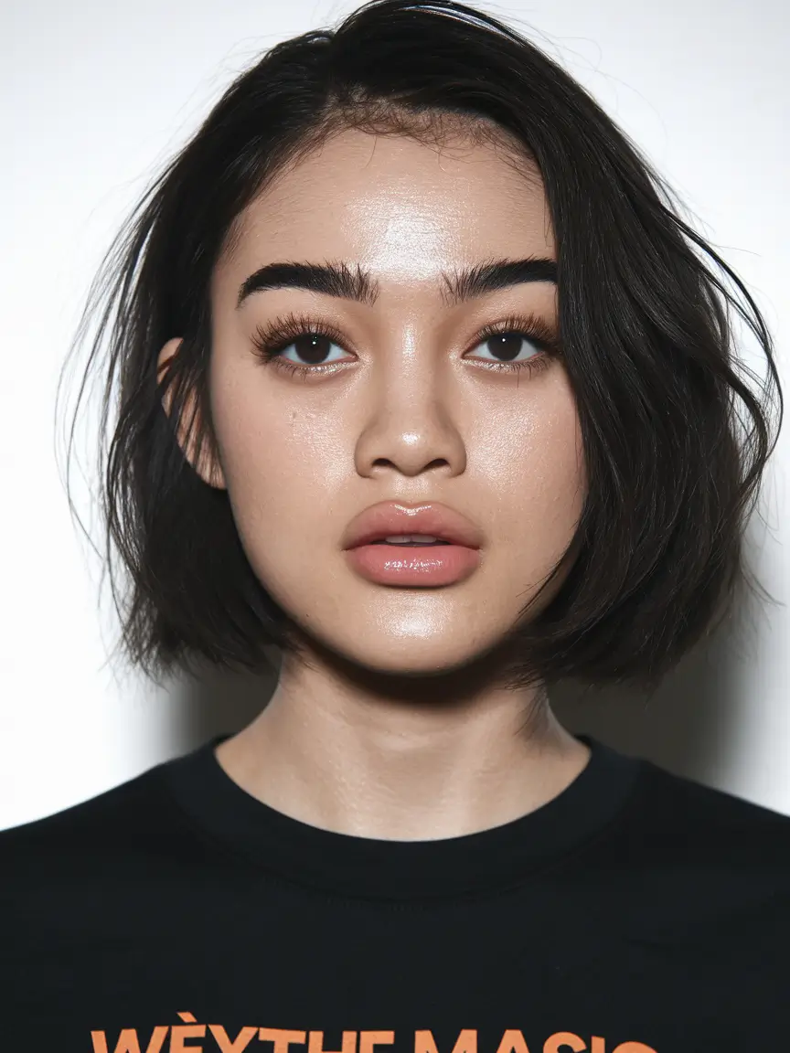 fall bob hairstyles cut and color short Glossy Black Blunt Bob