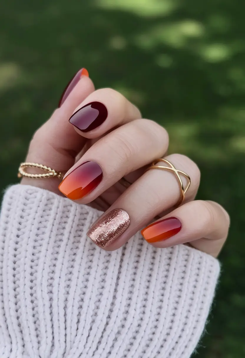 2025 early fall nails Autumn Ombre Spark