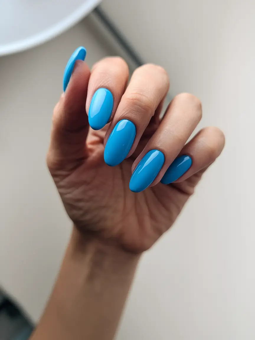 2025 early fall nails Sky Blue Almond