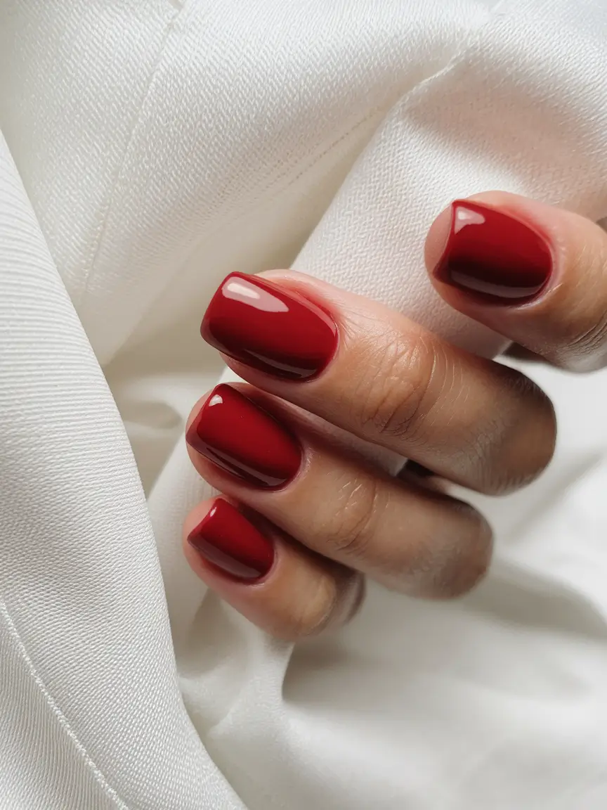 2025 early fall nails Classic Red Revival