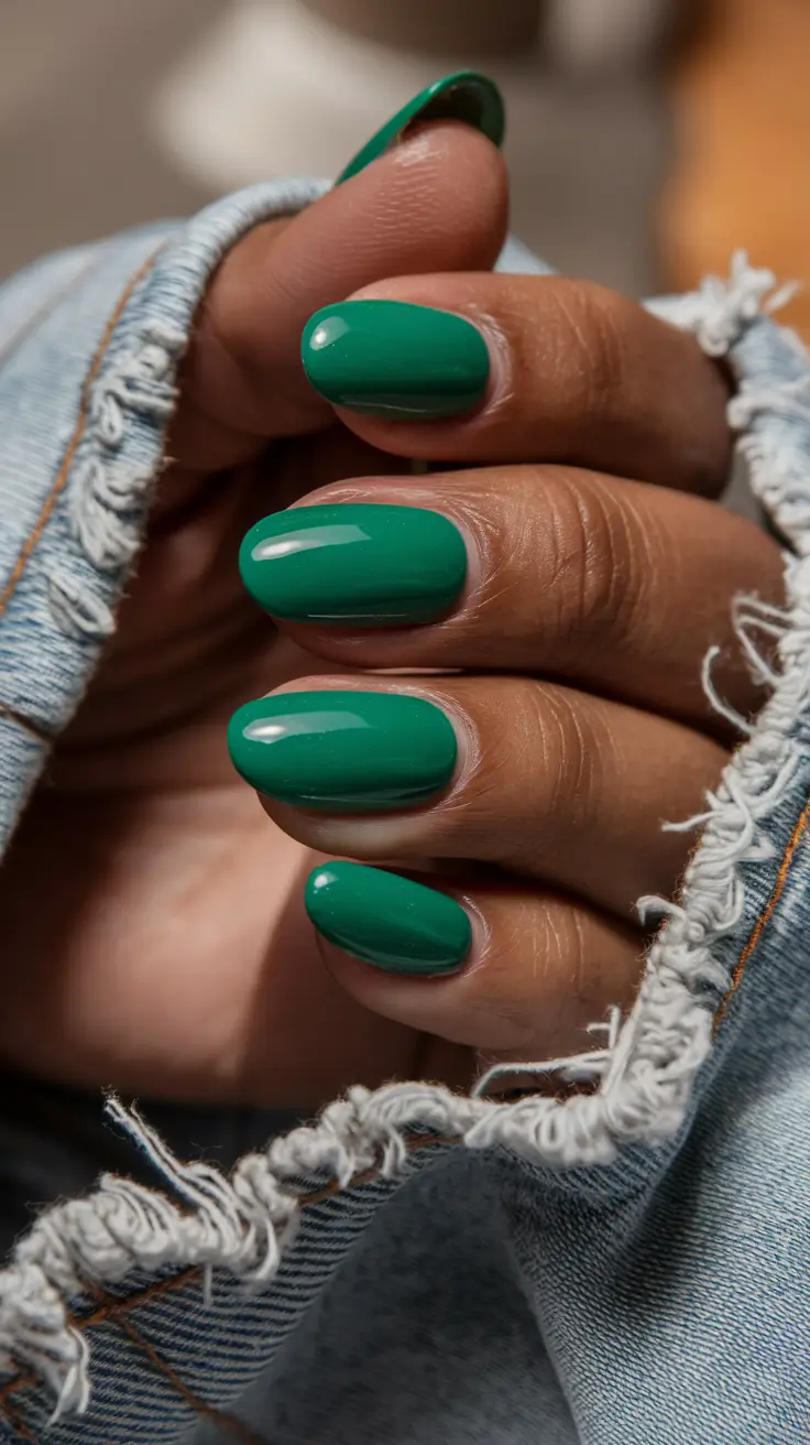 2025 early fall nails Deep Green Classic