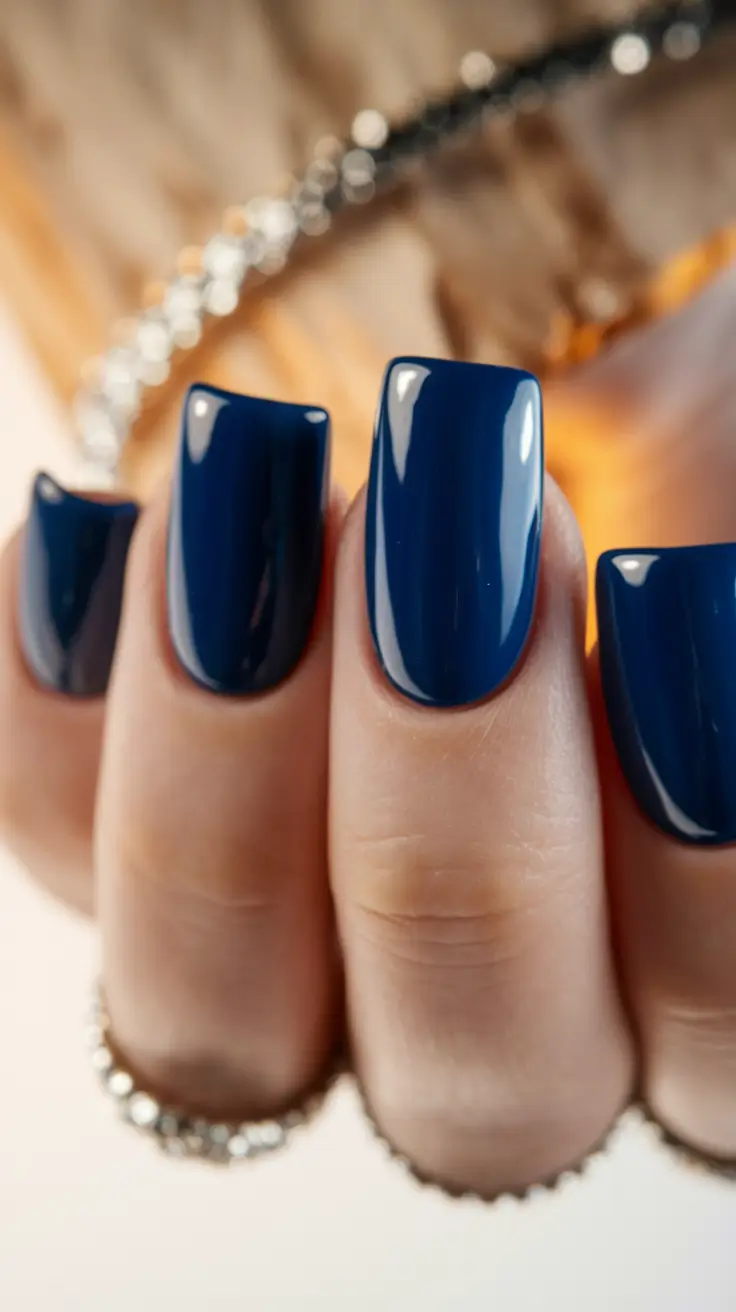 2025 early fall nails Midnight Navy Square