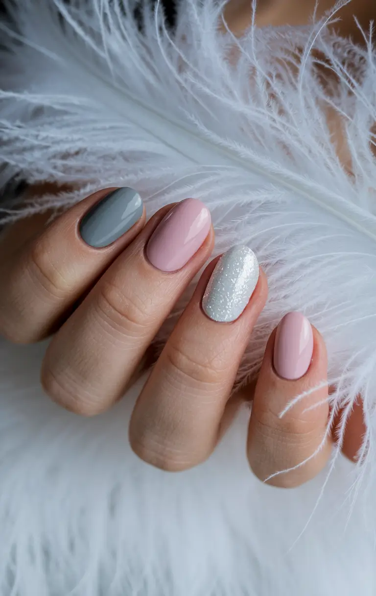2025 early fall nails Soft Neutrals with Sparkle