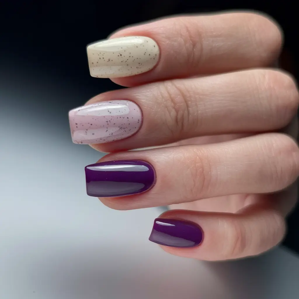 2025 early fall nails Muted Purple Mix