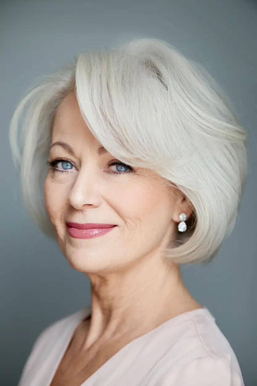 Fall 2025 Hairstyles That Flatter 60+ Women Feathered Blonde Bob