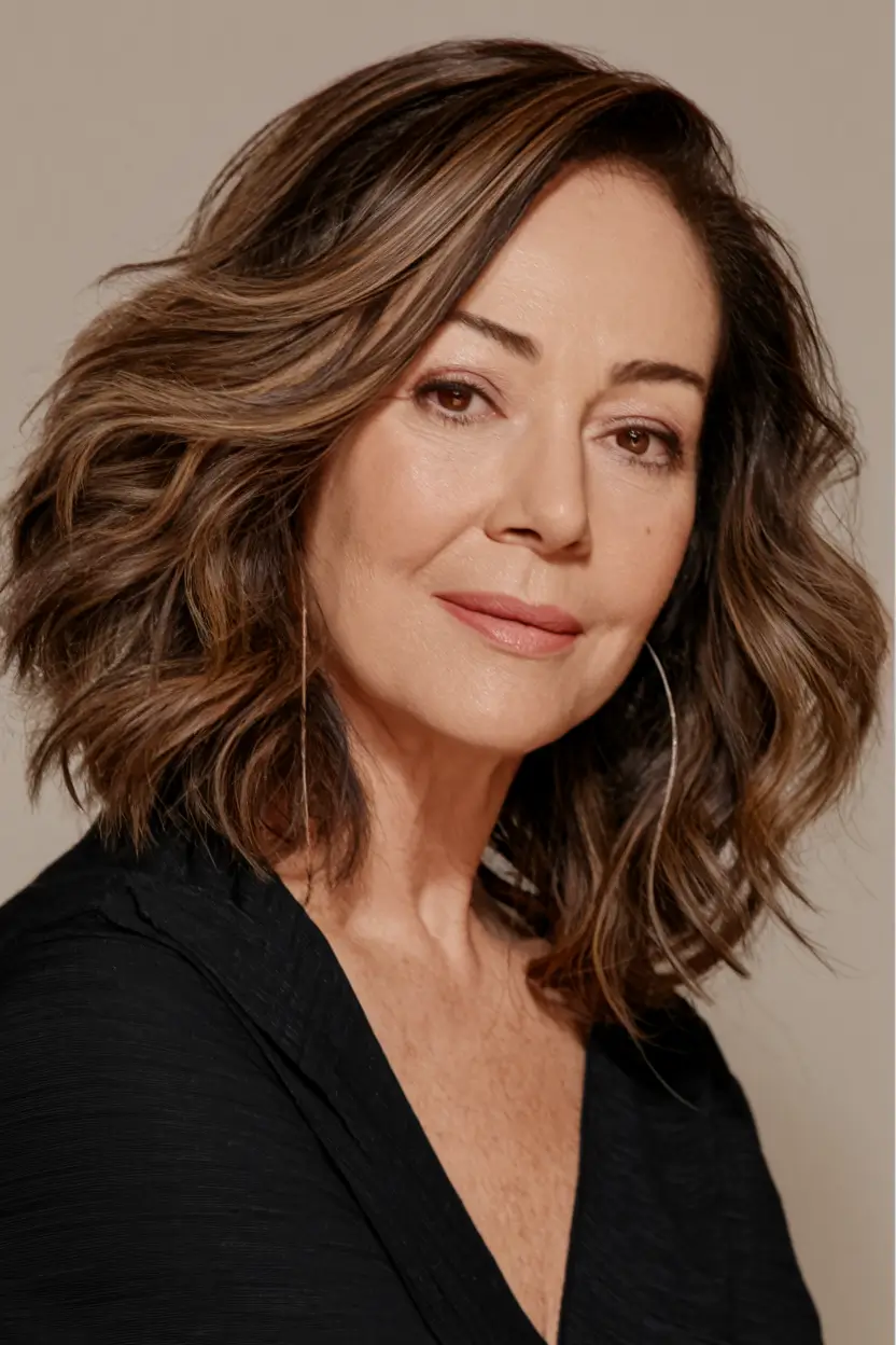 Age-Defying hairstyles for Women 50: Fall Trends 2025 Effortless Wavy Lob with Depth