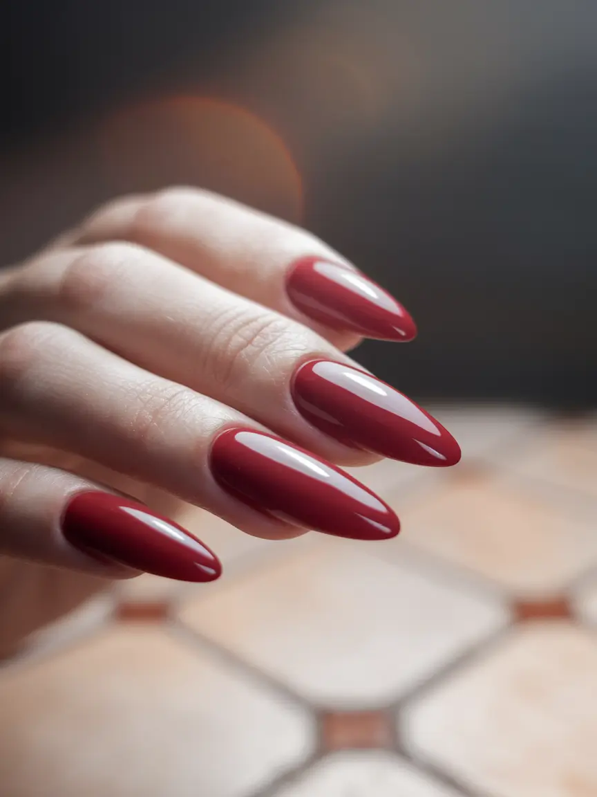 autumn nails colors Classic Burgundy Glam