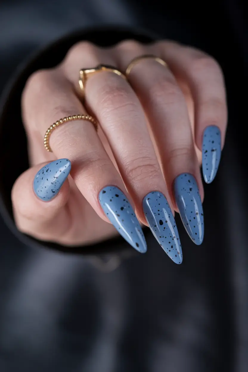 autumn nails colors Speckled Slate Blue