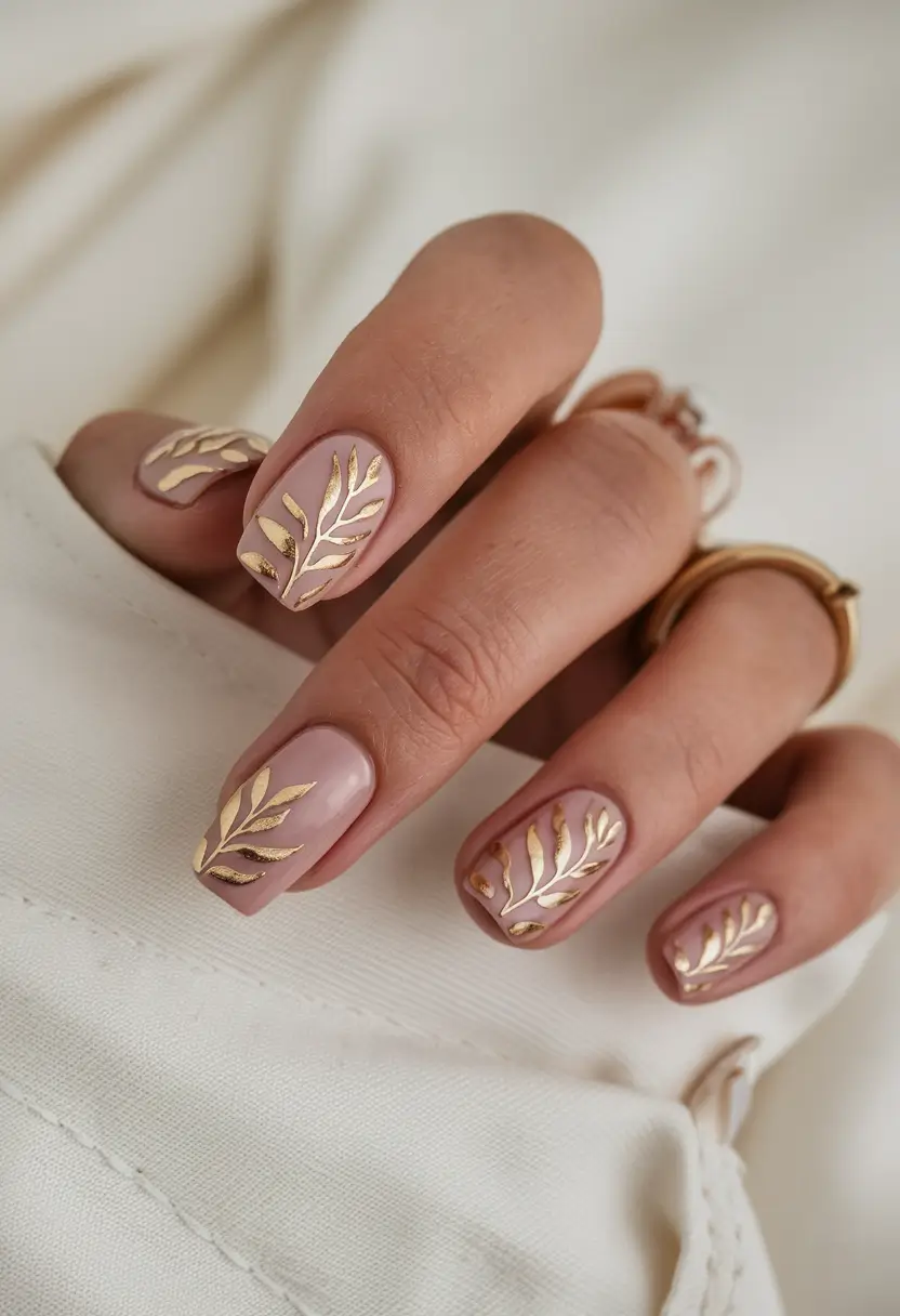 autumn nails colors Golden Leaf Accents
