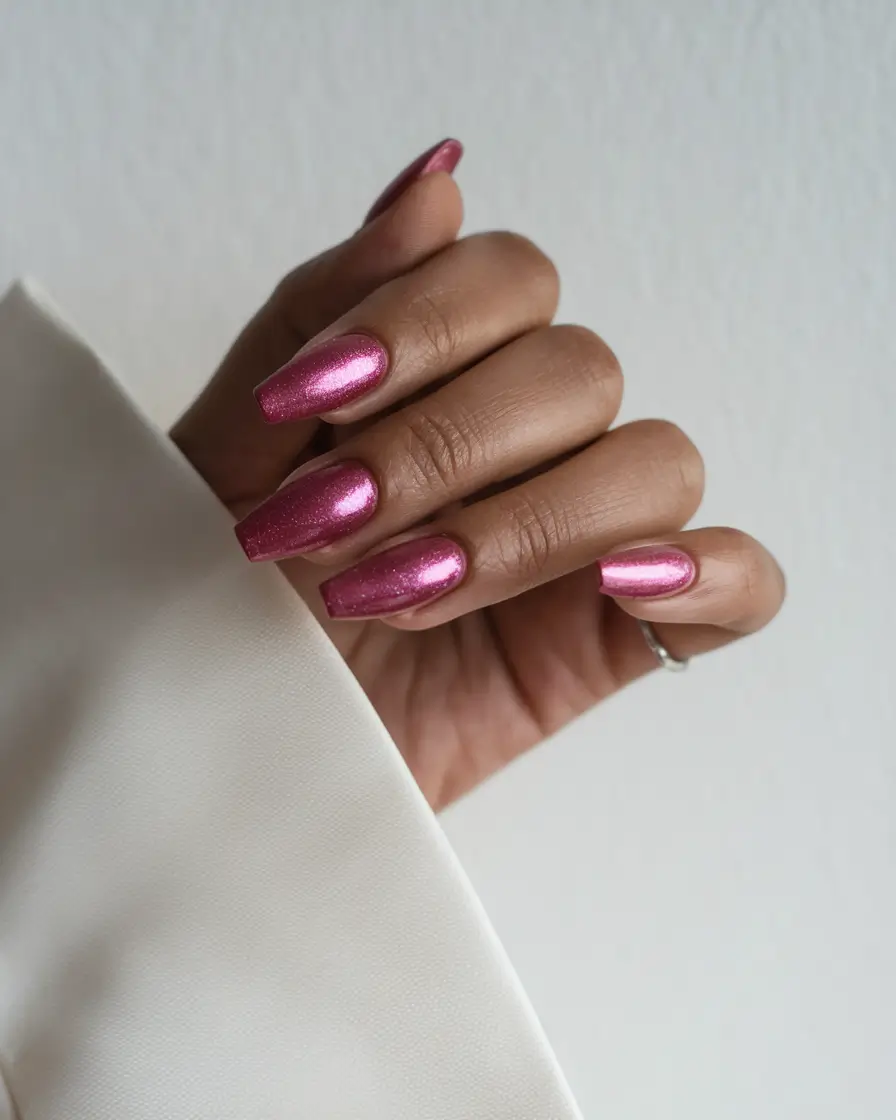 autumn nails colors Metallic Rose Pink