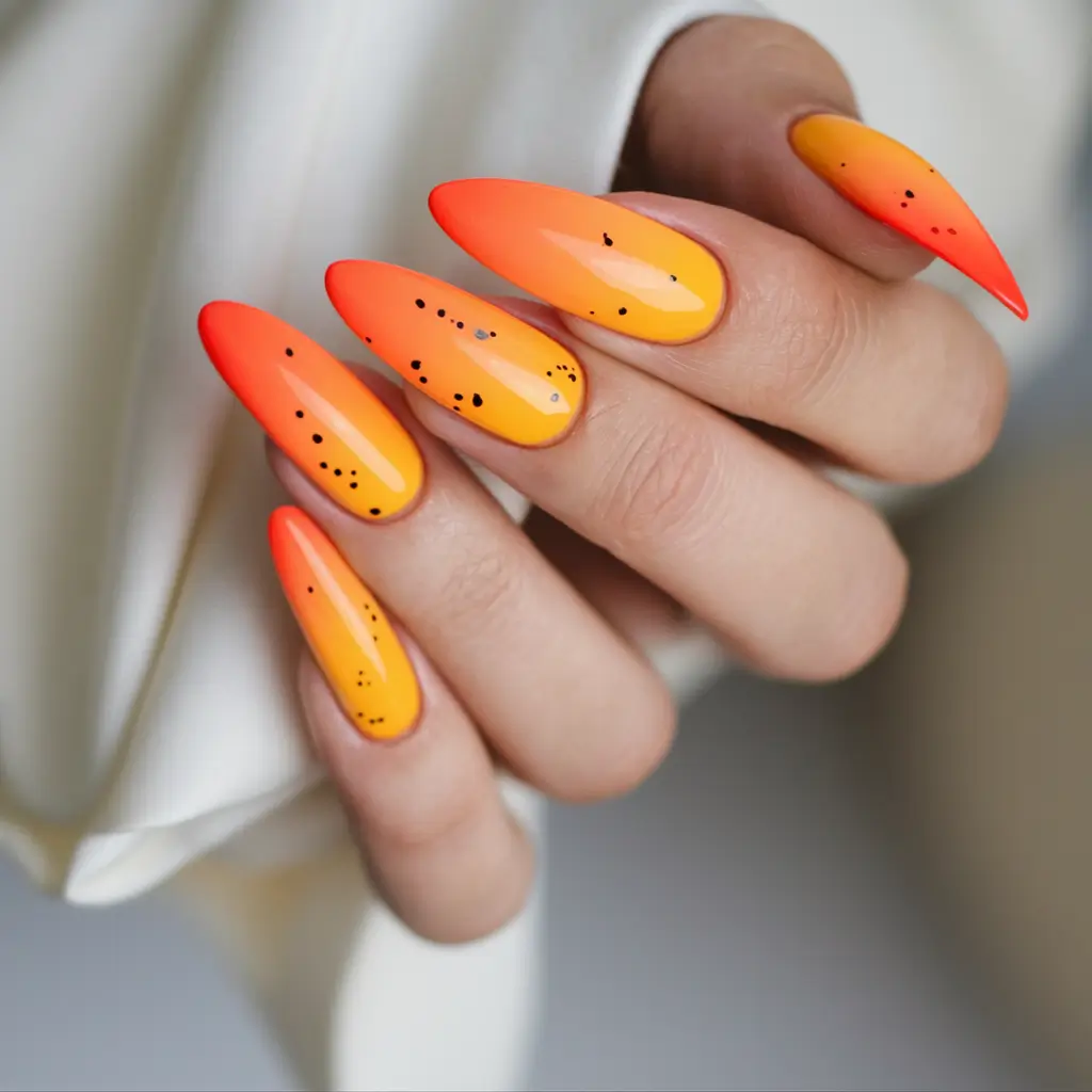 autumn nails colors Fiery Orange Ombre