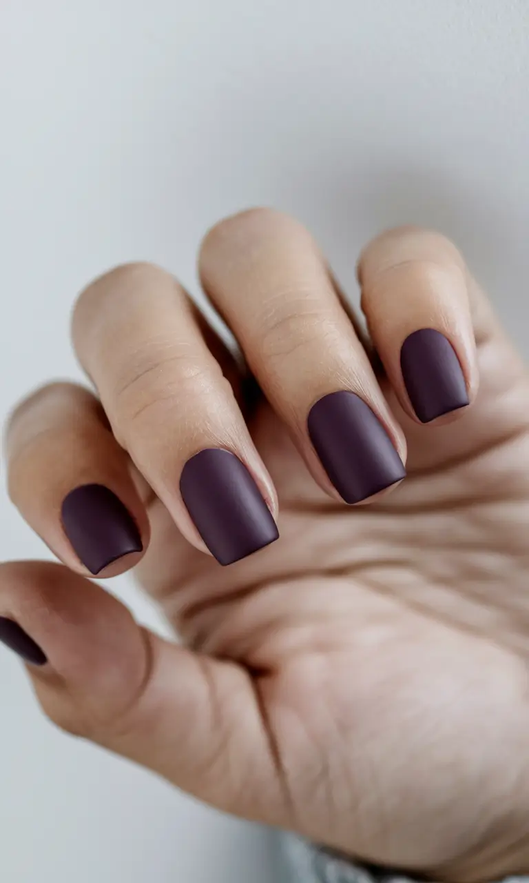 autumn nails colors Matte Burgundy Elegance
