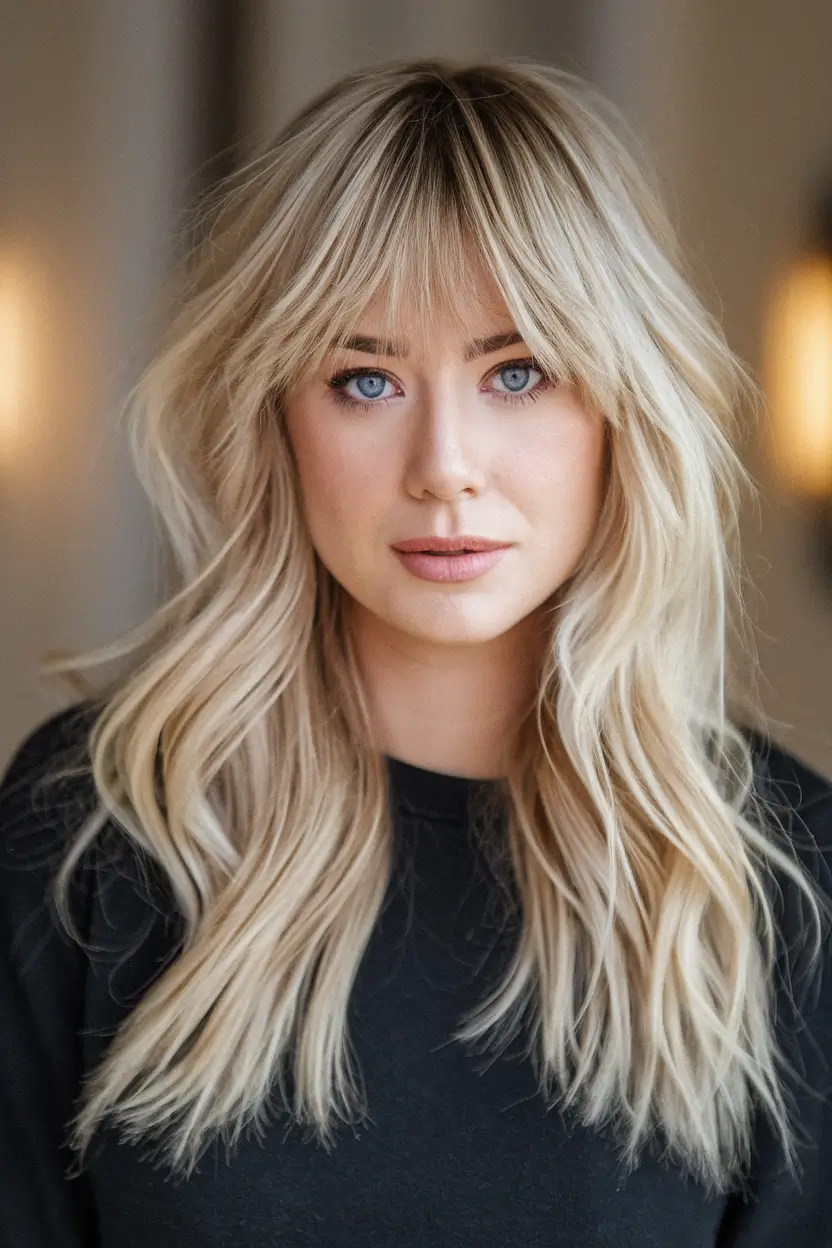 long shag haircut fall Long Layered Shag with Soft Bangs