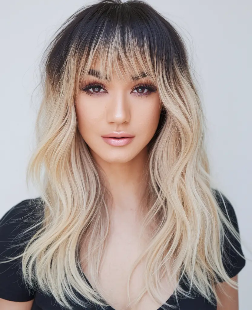 shag haircut fall High-Contrast Ombre Shag