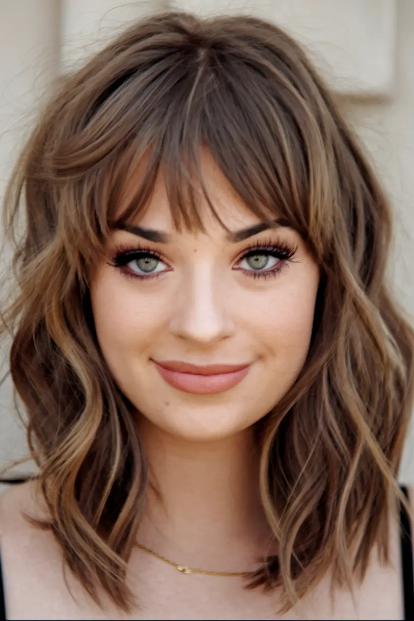 fall shag haircuts Classic Brunette Wavy Shag