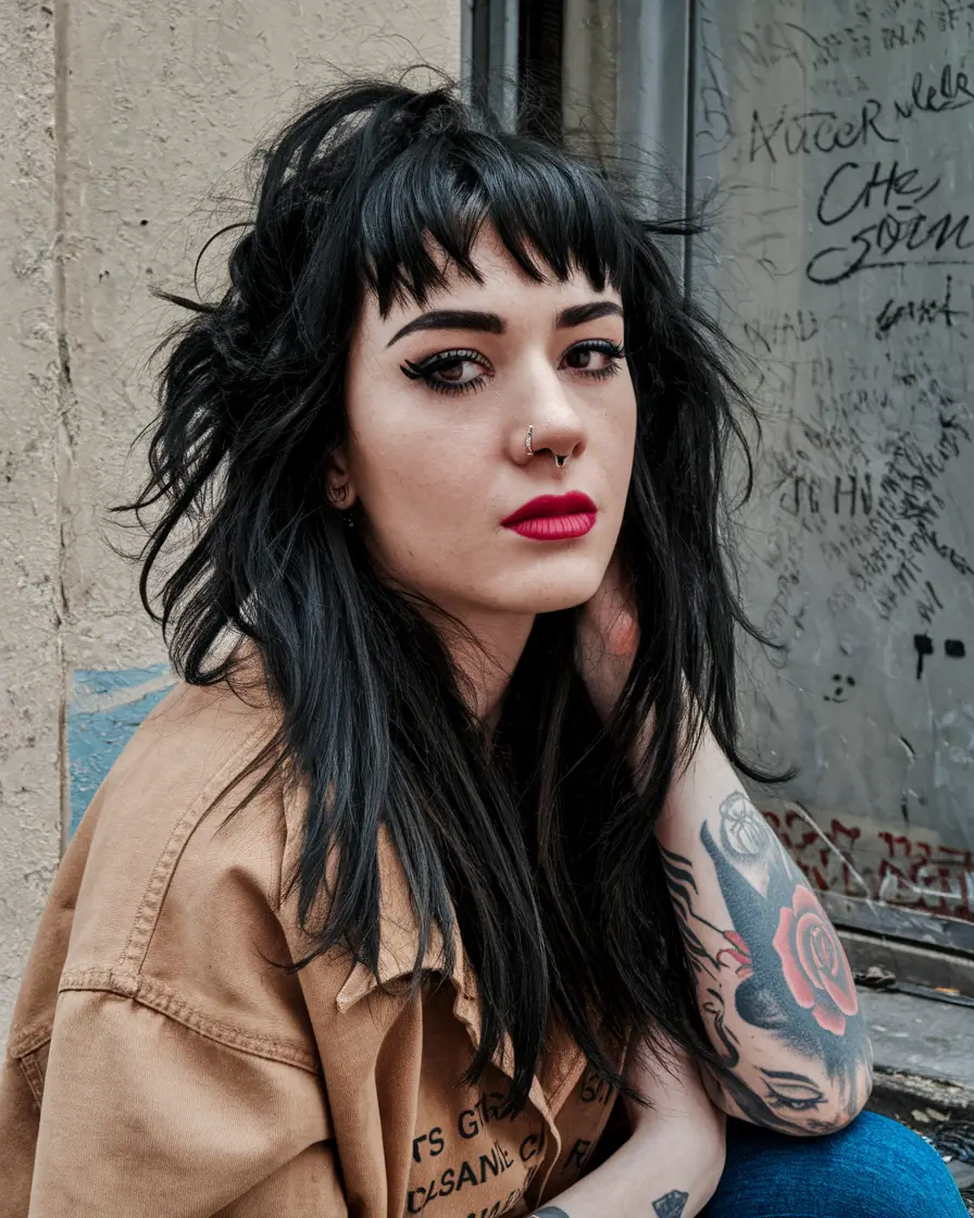 shag haircut fall Edgy Jet-Black Rocker Shag
