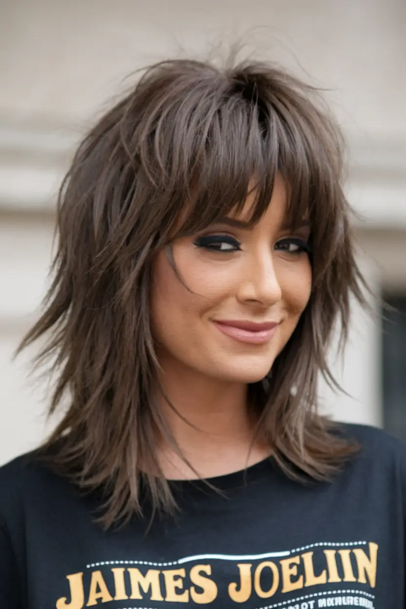 long shag haircut fall Retro Brown Shag with Volume